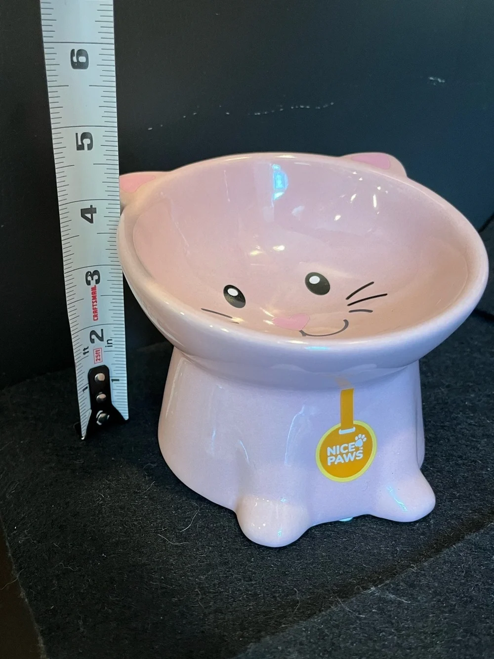 Pink Cat Ceramic Elevated Cat Bowl by Nice Paws